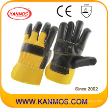 Black Furniture Cowhide Split Leather Industrial Safety Work Gloves (310023)